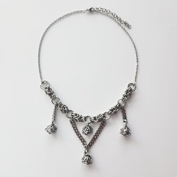 Gothic chunky silver chandelier medieval necklace ✦ unique statement necklace ✦ - Picture 5 of 8
